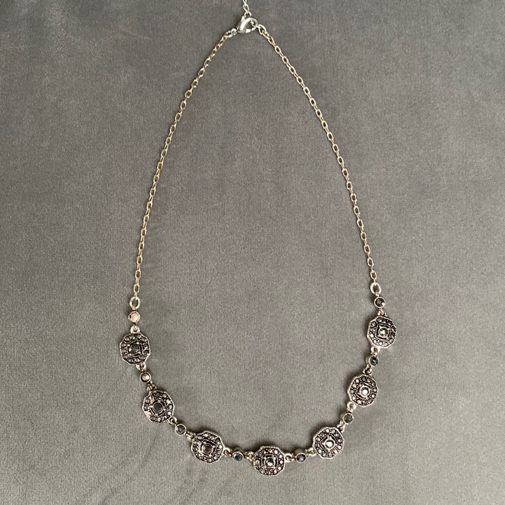 Silver Black Stone Necklace
